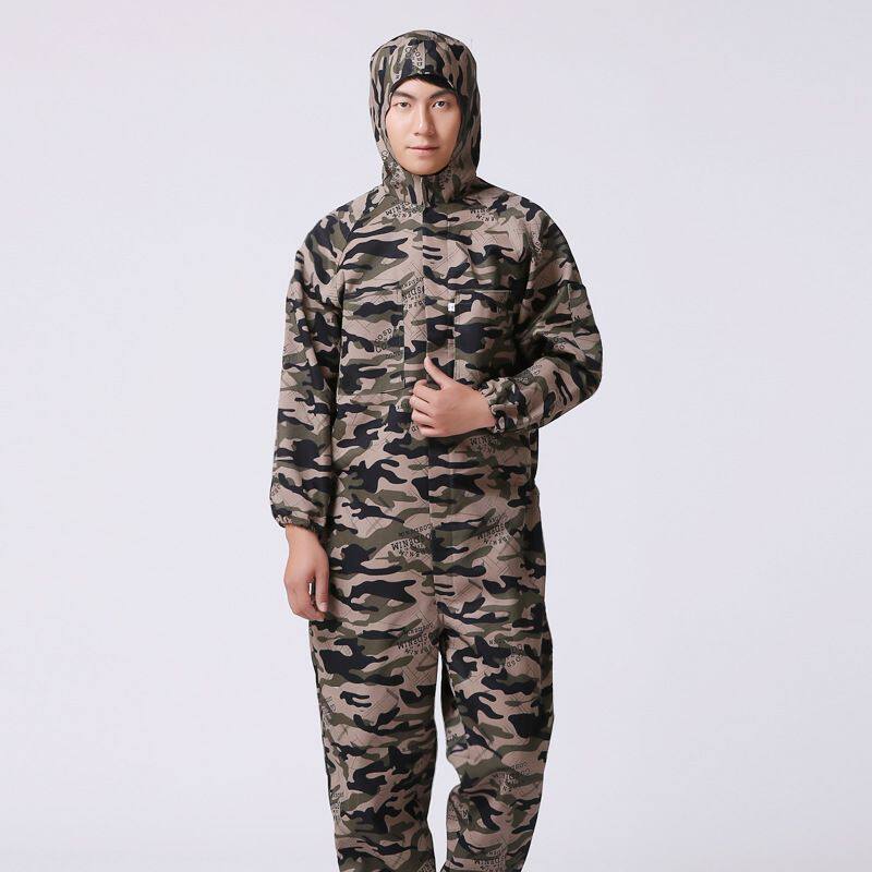 长袖迷彩连体工作服防水汽修服劳保服防尘工装耐脏搬运养殖服连帽