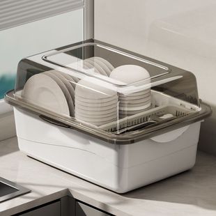 碗筷收纳盒放碗碟收纳架厨房家用多功能防尘沥水置物架碗柜收纳盒