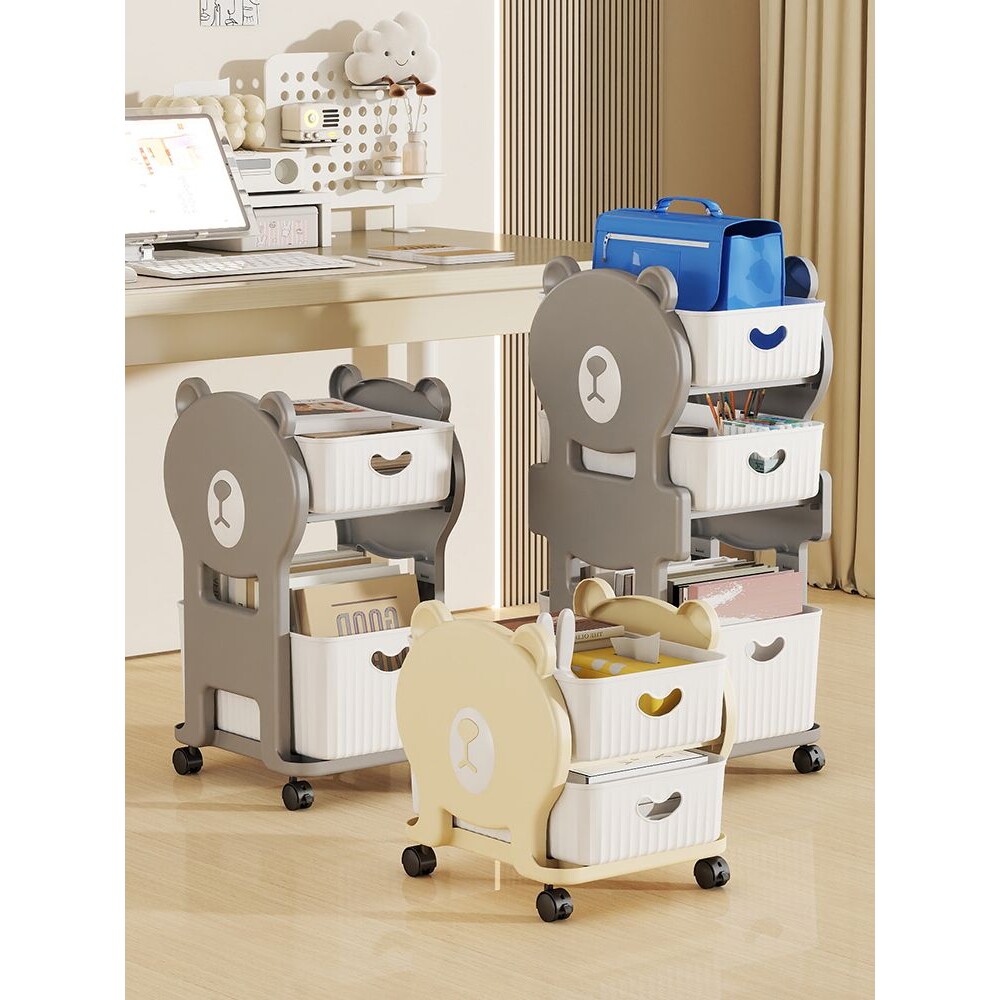 小推车桌下置物架可移动带轮落地办公室矮柜工位文件多层收纳架子