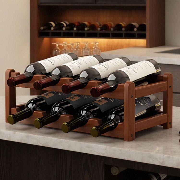 红酒架子家用葡萄酒架摆件展示架酒柜置物架多瓶格子放酒简易桌面