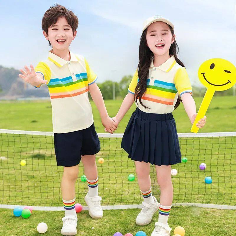 校服小学生班服三件套春秋款彩虹运动服夏季幼儿园园服学院风套装