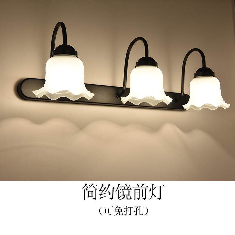 美式镜前灯田园复古简约卫生间化妆台E27灯泡LED可免打孔