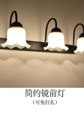 美式镜前灯田园复古简约卫生间化妆台E27灯泡LED可免打孔