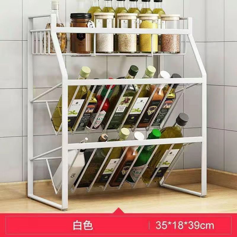 厨房置物架铁艺调料收纳台面多层调味品加粗加厚好免安装