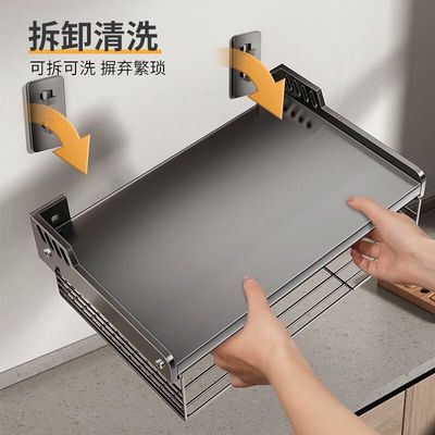 家用壁挂式微波炉置物架厨房免打孔架子悬空墙上一体