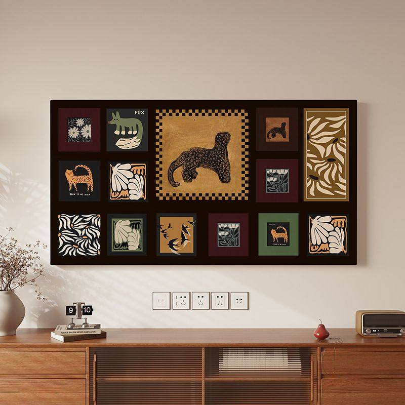 中古风电视机防尘罩轻奢高级感盖巾2025新款防灰尘装饰盖布保护套