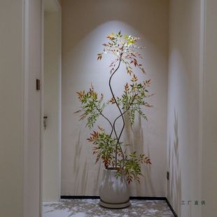 彩色南天竹仿真绿植室内客厅阳台假树大型落地花盆栽摆件