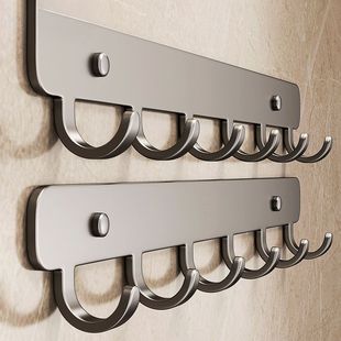 不锈钢连排挂钩厨房墙壁排钩浴室挂衣架可打孔承重一排钩单钩
