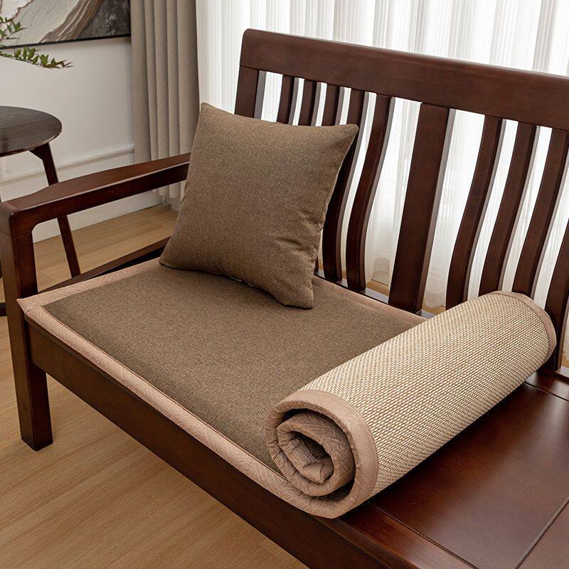 钉做双面木沙发垫子棉麻四季通用实木红木坐垫老式木头座垫可拆洗