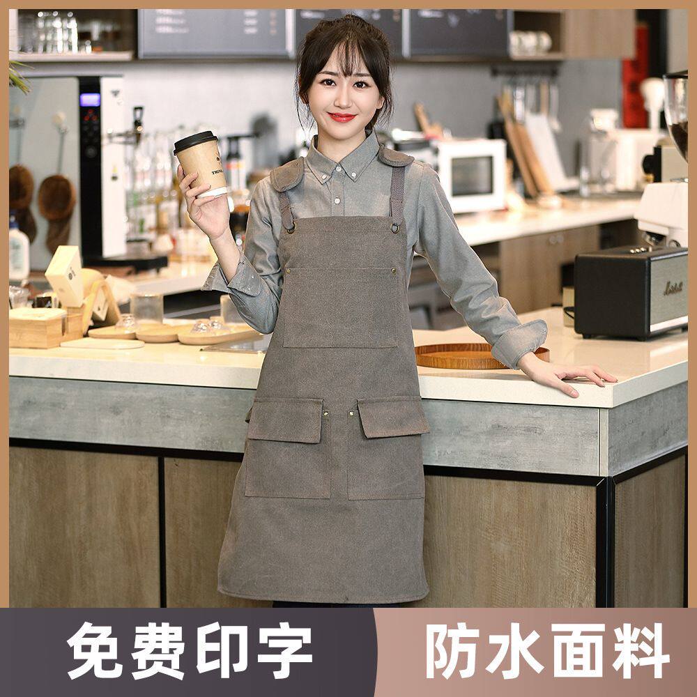 厚帆布肩带多兜款防水家用厨房帆布加厚耐磨美甲花店工装工作服