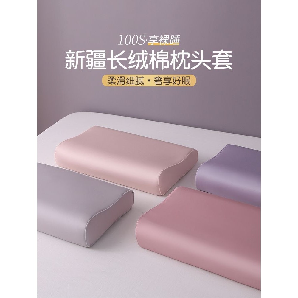 100S长绒棉乳胶枕套一对家用40x60纯棉枕头套儿童30x50枕芯内胆套