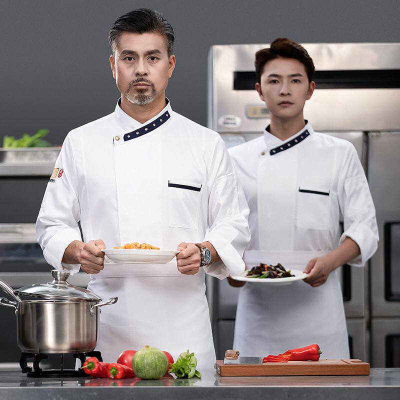 高端酒店厨师工作服长袖秋冬季酒店饭店食堂后厨糕点烘焙师工作服