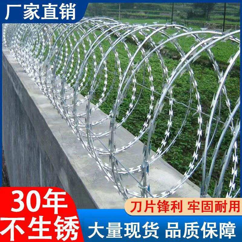 刀片刺绳防护网不锈钢刺丝滚笼刺网带刺铁丝防盗防爬刺围墙防爬网