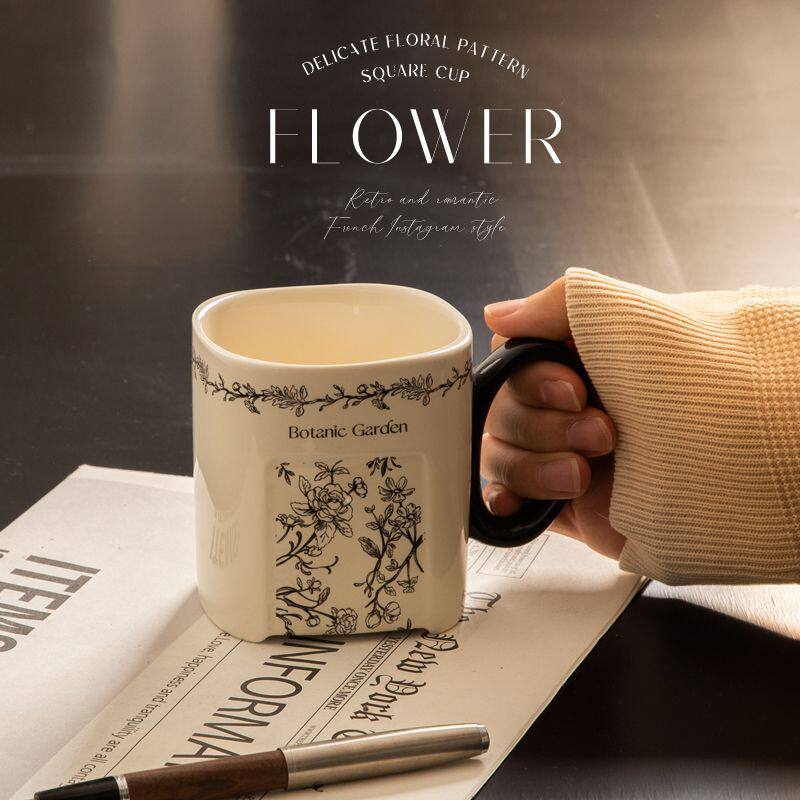 法式高级感复古陶瓷马克杯咖啡杯牛奶杯喝水情侣对杯结婚庆礼物