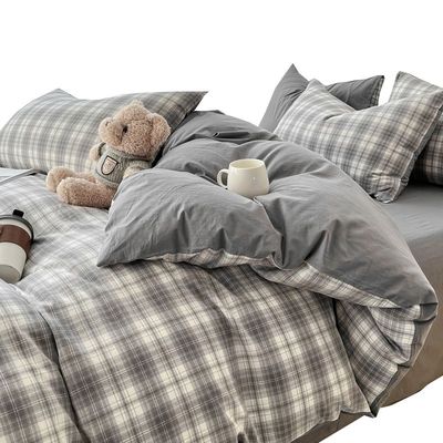 水洗棉被套单件非全棉纯棉被罩四件套学生宿舍单人磨毛被单15仕淮