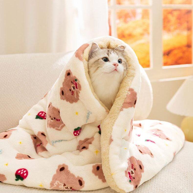 猫窝狗窝猫垫子冬季保暖四季通用宠物毛毯子睡觉用狗被子猫咪睡垫