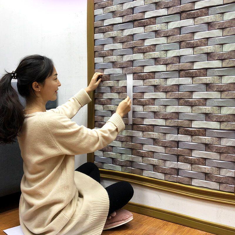 3D立体墙贴墙纸自粘防水电视背景墙砖纹客厅厨房卫生间翻新改造