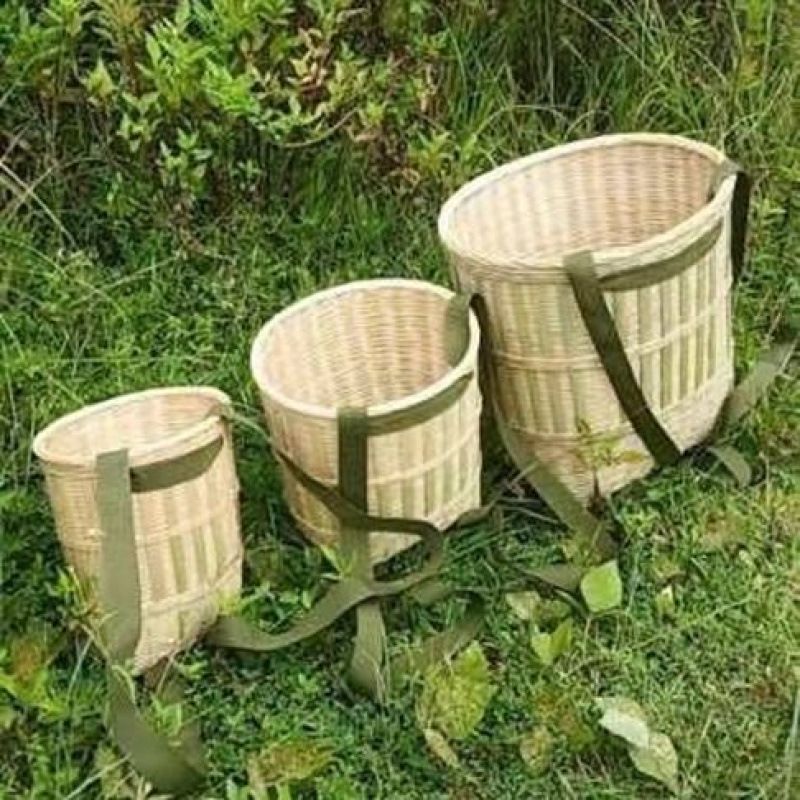 竹制品 家用竹篓舞蹈游采蘑菇传统采茶表演背篓(扁形背箩有绳)