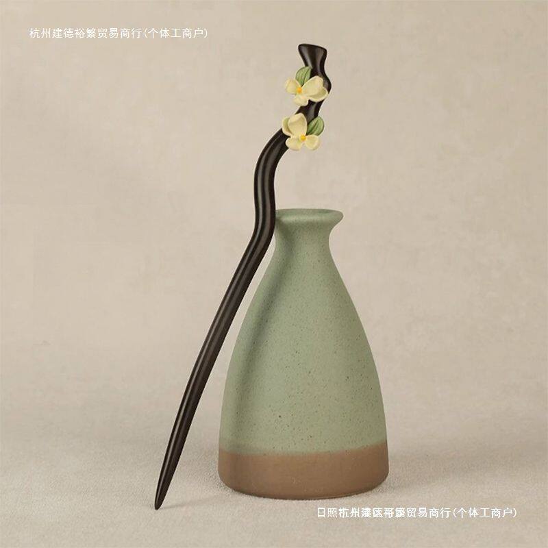 黑檀木发簪女感古风汉服新中式盘发簪子国风简约发饰礼物包邮裕繁