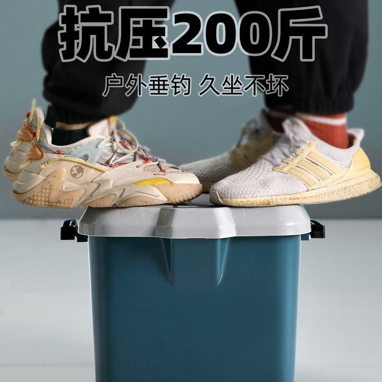 钓鱼桶可坐塑料手提桶收纳家用洗车洗澡户外桶凳方形水桶带盖鱼桶