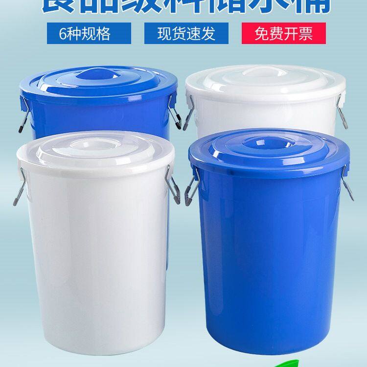 水桶家用储水用带盖大号食品级料白塑料桶圆桶装水饮用铁提手大桶