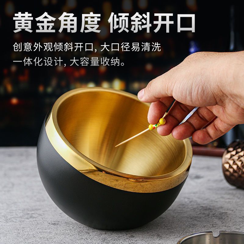 不锈钢烟灰缸创意酒吧ktv清吧烟盅桌面垃圾缸会所斜口碗果皮