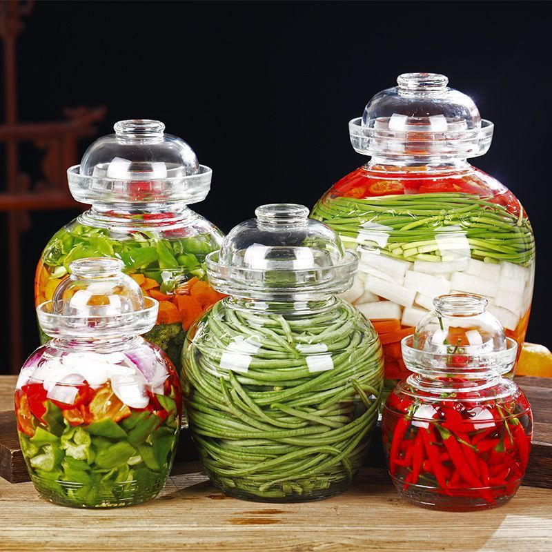 超厚玻璃泡菜坛子家用透明泡菜老式带盖四川腌菜缸密封罐