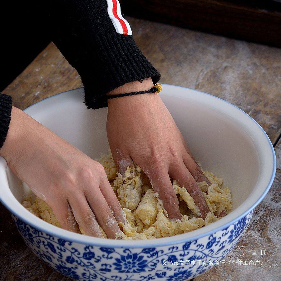 大号加厚发和面盆活面家用陶瓷盆厨房洗菜盆瓷盆子带盖陶瓷揉面盆
