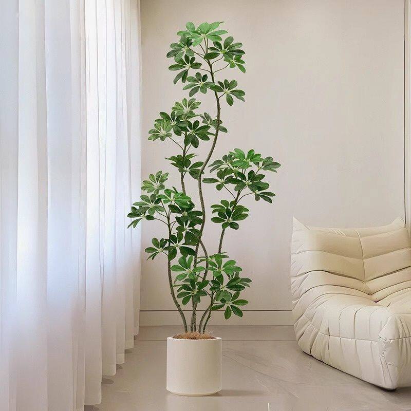 仿真绿植鸭脚木室内客厅高级感大型仿生植物落地式盆栽摆件假花树