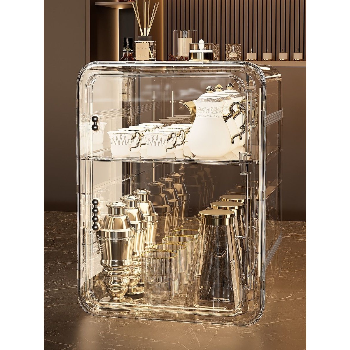 杯子置物架家用轻奢高级感水杯架桌面防尘茶杯茶具咖啡杯收纳架子