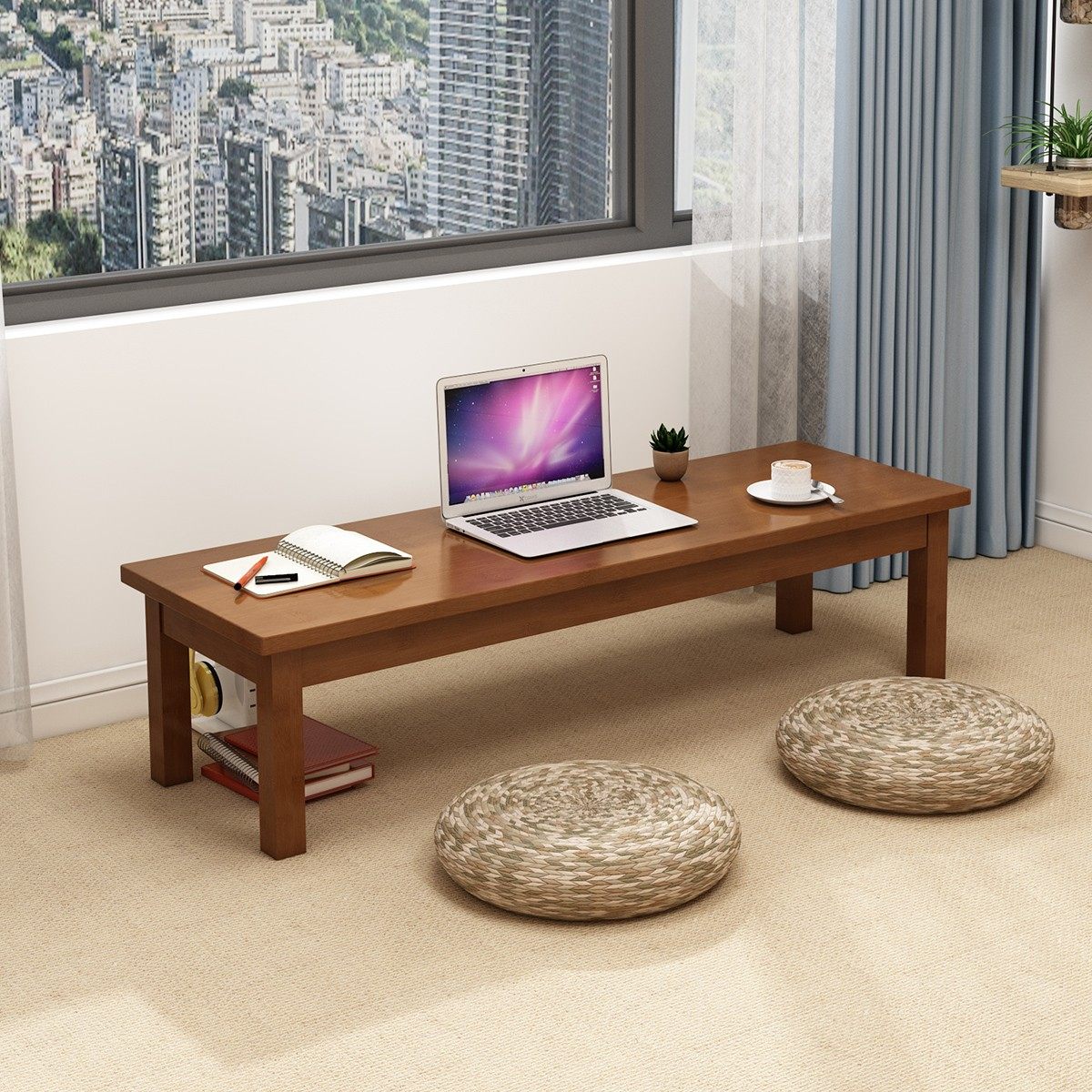 楠竹榻榻米桌子阳台飘窗桌积木桌新中式炕桌炕几实木矮茶桌小茶几