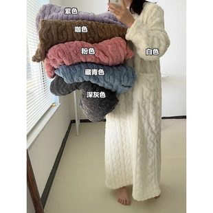 行走的被子冬季新款加长保暖宽松有口袋珊瑚绒家居睡衣睡袍睡裙女
