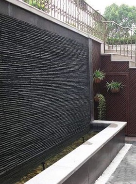 ?自然青石板流水石流水板不规则文化石背景墙水幕墙园林景观石批