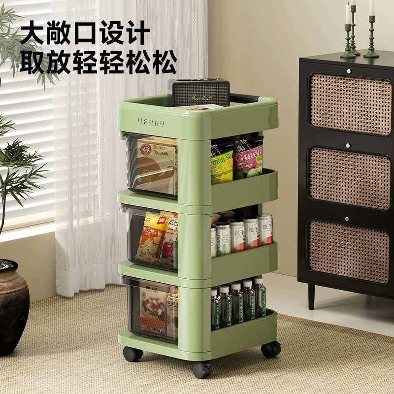 友耐置物架小推车家用宝宝物品收纳架客厅卧室落地多层移动收纳柜