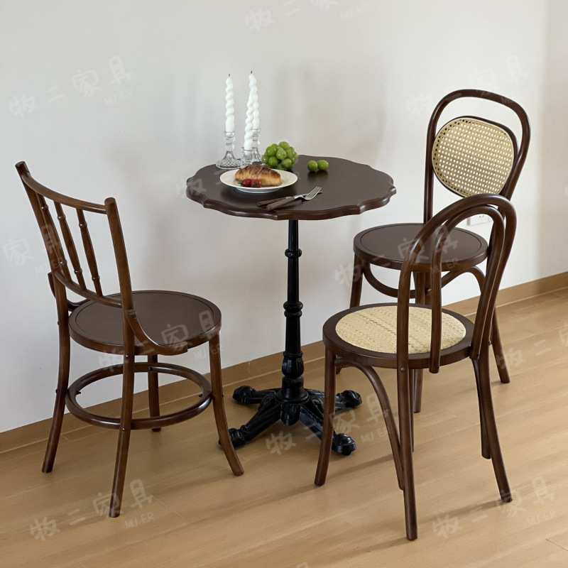 美式复古咖啡厅实木桌椅组合烘焙甜品奶茶店桌子西餐厅商用方形桌