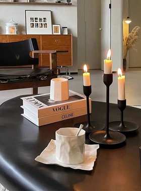 后现代诧寂风黑色异形茶桌家用中古小户型客厅茶几鹅卵石设计师