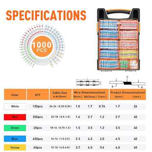 10AWG焊锡环密封热缩接线端子防水连接器 1000PCS盒装 跨境