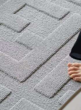 新西兰羊毛灰色立体浮雕硅藻丝客厅地毯轻奢高级卧室素色懒人地毯