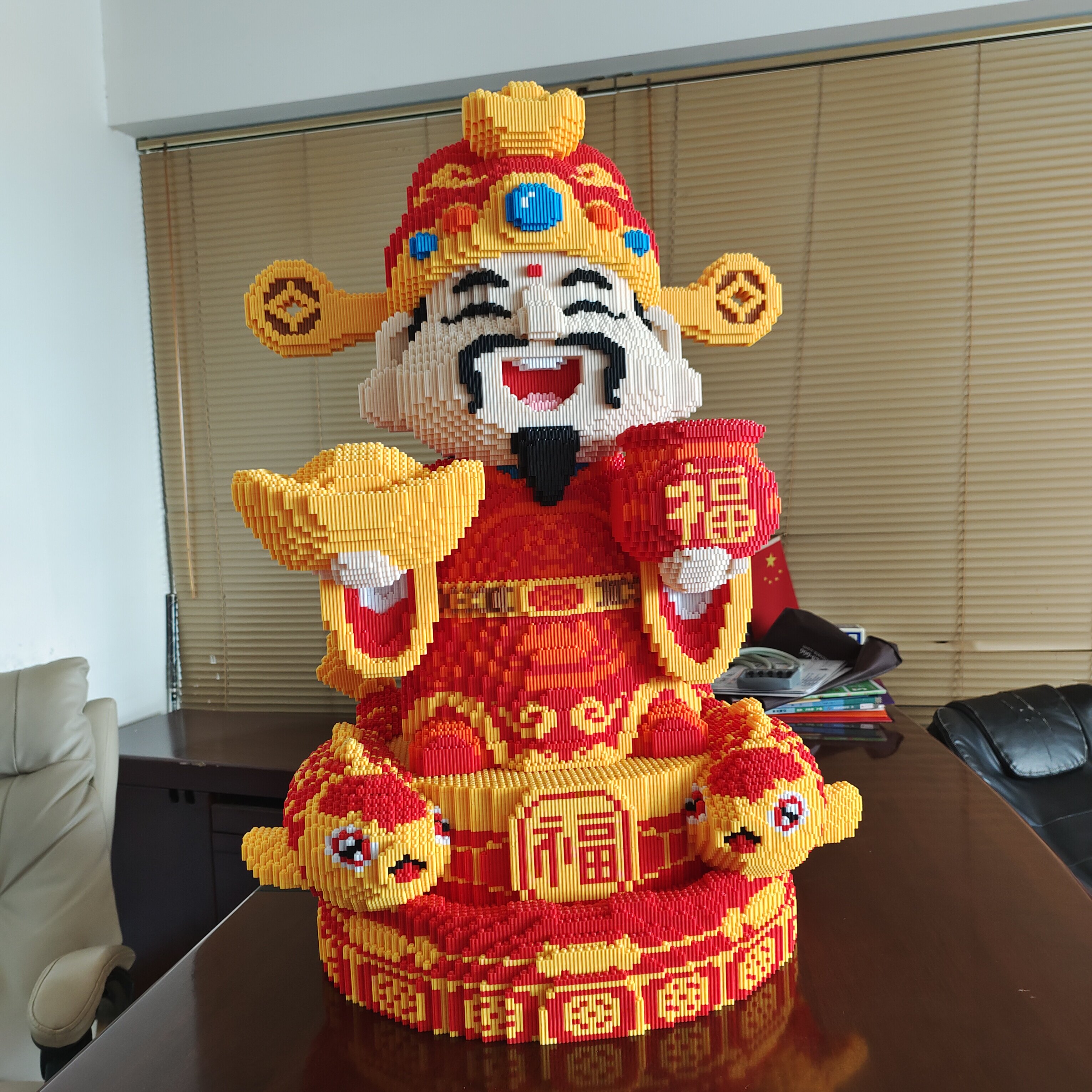 巨大一米财神爷拼插积木手工DI普通塑料积木