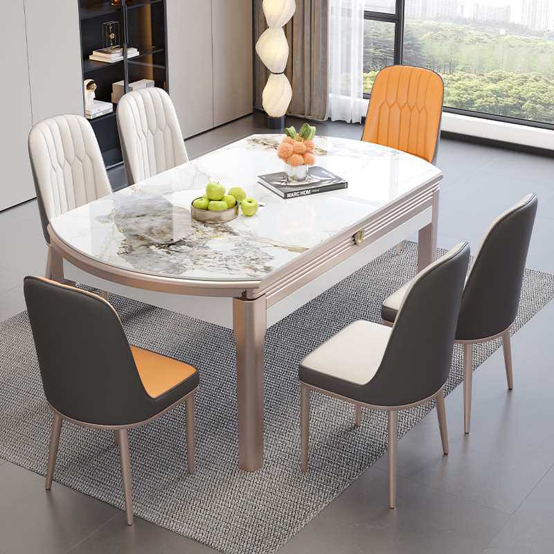 轻奢风岩板餐桌椅组合现代简约风小户型家用可伸缩可变圆桌餐桌椅,3C数码配件,USB灯,淘宝优惠券,粉丝福利购,淘宝优惠卷