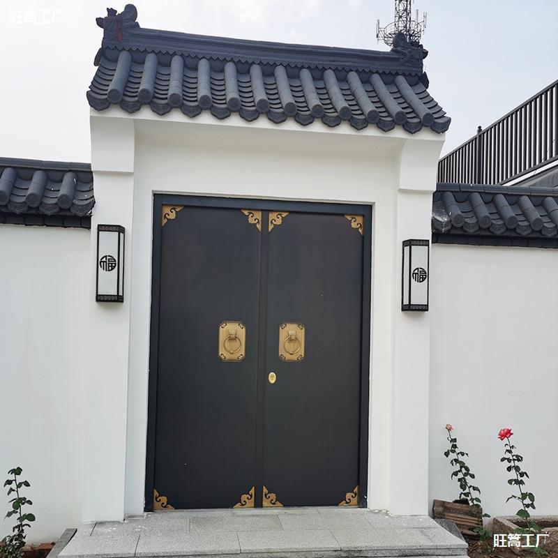 庭院别墅大门双开中式开门自建房农村对锌合金铜门进户门仿古院子