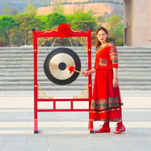 响铜锣开业庆典传统手工铸造防汛抗洪抛光抄锣大锣架子立式开道锣