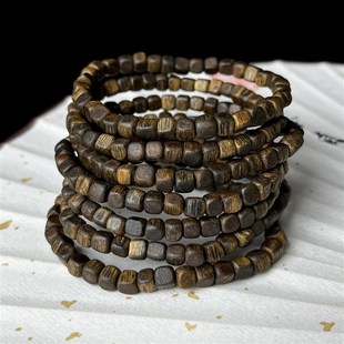 9.99分沉奇楠沉香方珠随行手串正品 木质手链甜凉香 棋楠佛珠男女款