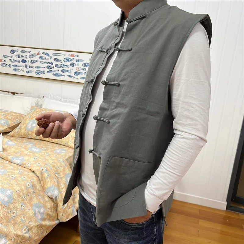 刘大姐 加绒马甲坎肩背心男 中国风盘扣立领中式唐装秋冬款无袖款,男装,常规马甲,淘宝优惠券,粉丝福利购,淘宝优惠卷