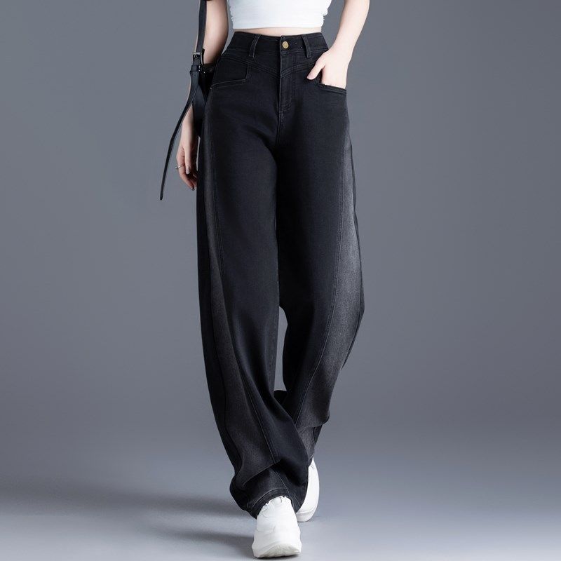 时尚阴影撞色牛仔裤女2024新款春秋宽松直筒裤窄版阔腿裤镰刀裤,女装/女士精品,牛仔裤,淘宝优惠券,粉丝福利购,淘宝优惠卷