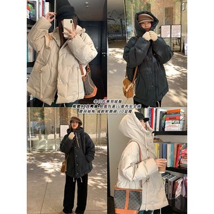 NAZ那子大码秋冬新款韩版连帽加厚减龄轻薄胖mm面包羽绒服外套女