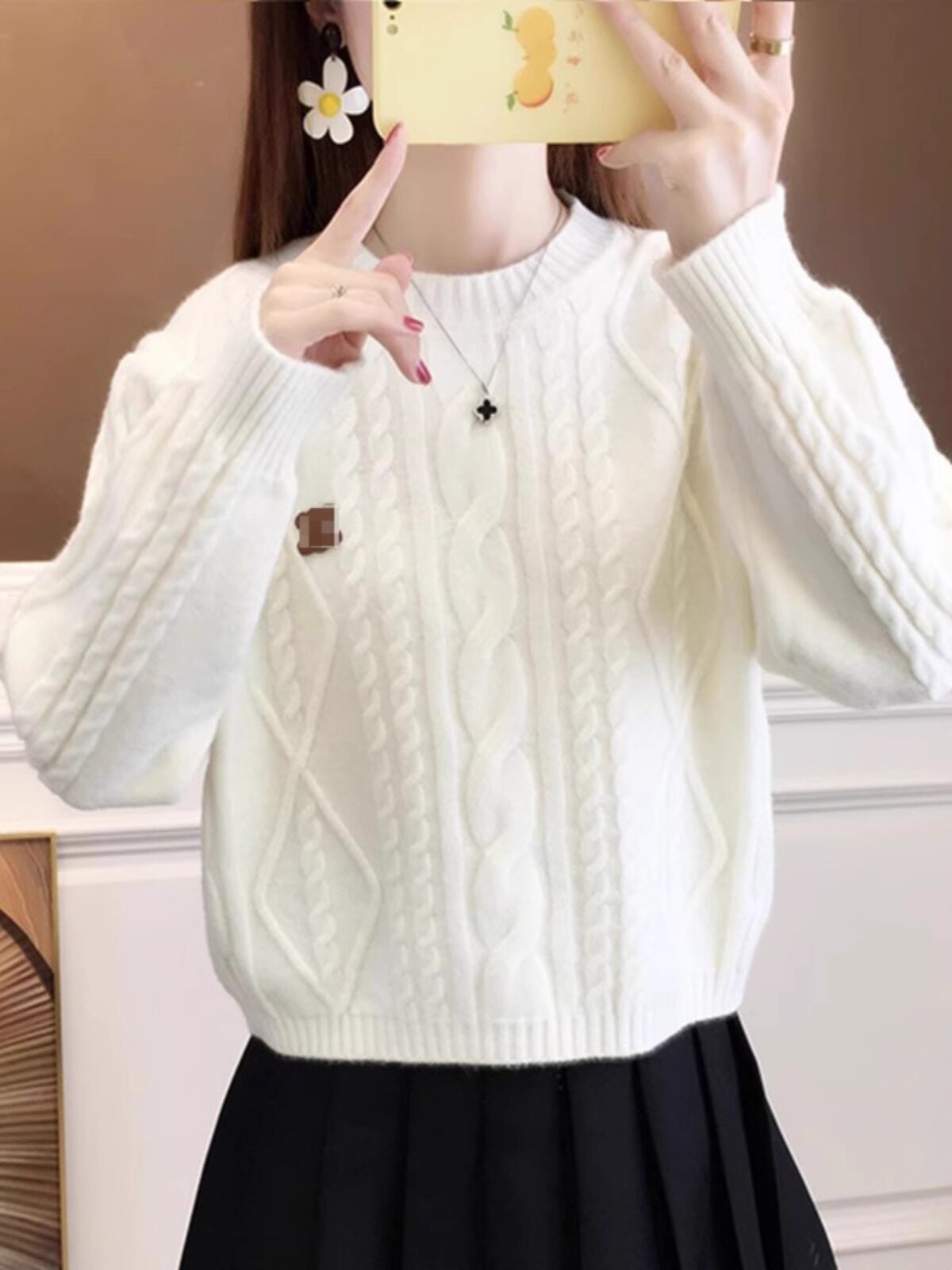 麻花毛衣女秋冬2023年新款宽松小个子加厚保暖百搭上衣打底针织衫,女装/女士精品,大码内搭,淘宝优惠券,粉丝福利购,淘宝优惠卷