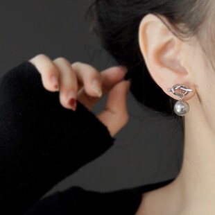 甜酷猎手清冷感灰色珍珠蚊香盘耳夹无耳洞女耳饰小众设计感耳环