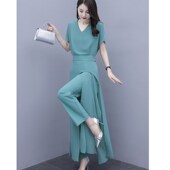 女夏季 新款 韩版 时髦洋气减龄套装 气质显瘦阔腿裤 两件套休闲裙子潮