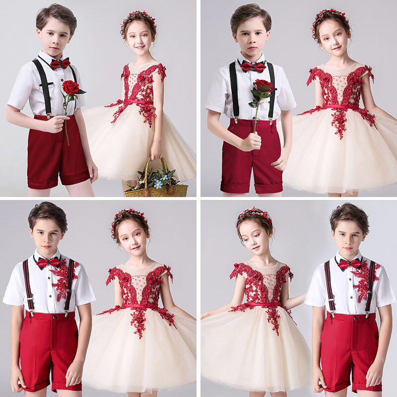 儿童大合唱演出服中小学生幼儿园表演服装男童礼服套装女童蓬蓬裙